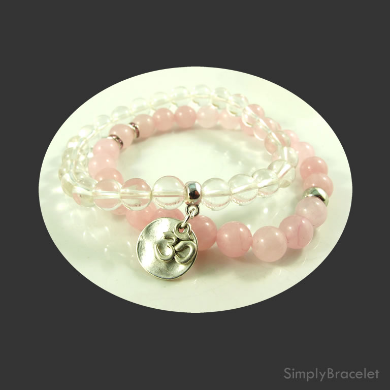 Simply Rose Quartz, Crystal Quartz Yoga bracelet set - 7.5 inch