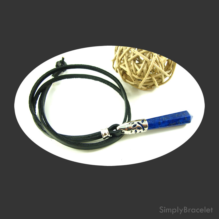 Leather cord, black, 28 inch, Lapis pendant necklace. Each.